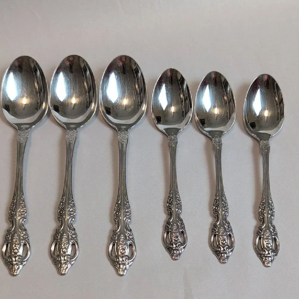 Elegant Oneida Silverplate Ornate Spoons - Set of 3 Soup Spoons & 3 Teaspoons